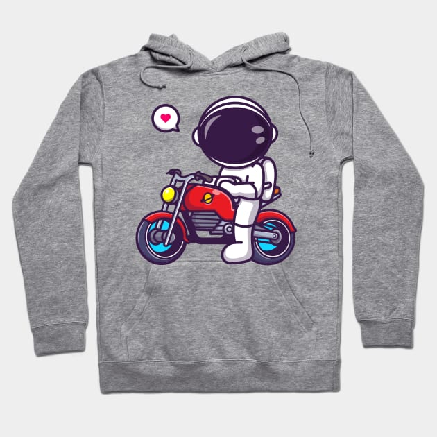 Cute Astronaut Riding Motorcycle Cartoon Hoodie by Catalyst Labs